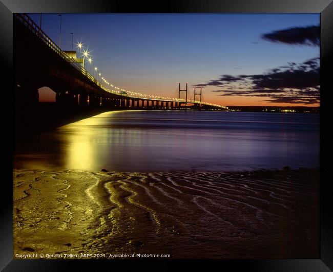 Prince of Wales Bridge at twilight, Severn Estuary, UK Framed Print by Geraint Tellem ARPS
