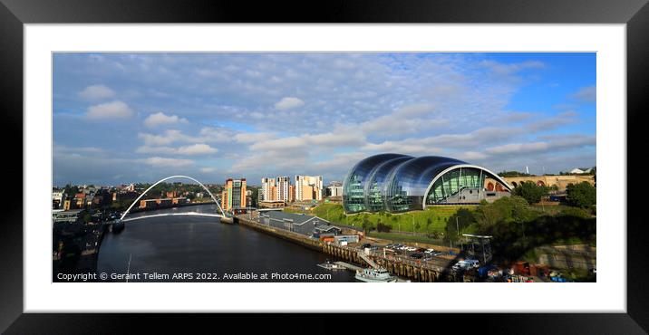 Gateshead Millennium Bridge and The Sage, Newcastle-upon-Tyne, England, UK Framed Mounted Print by Geraint Tellem ARPS