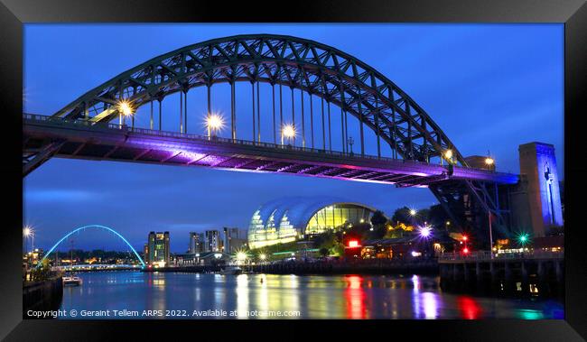 Newcastle upon Tyne at dusk, UK Framed Print by Geraint Tellem ARPS