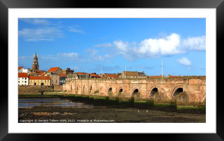 The Old Bridge and Tweed, Berwick upon Tweed, Northumberland, UK Framed Mounted Print by Geraint Tellem ARPS