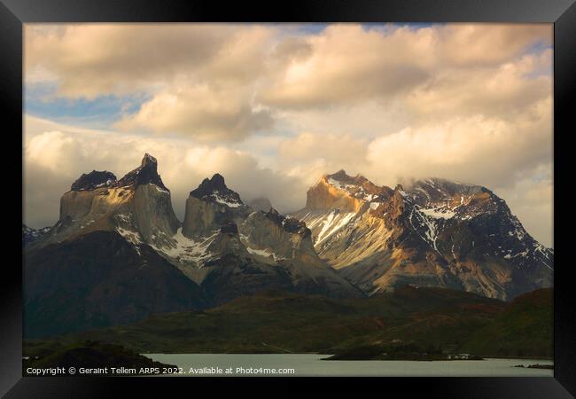 Torres and Cuernos, Torres del Paine, Patagonia, Chile, S. America Framed Print by Geraint Tellem ARPS