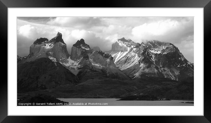 Torres and Cuernos, Torres del Paine, Patagonia, Chile, S. America Framed Mounted Print by Geraint Tellem ARPS