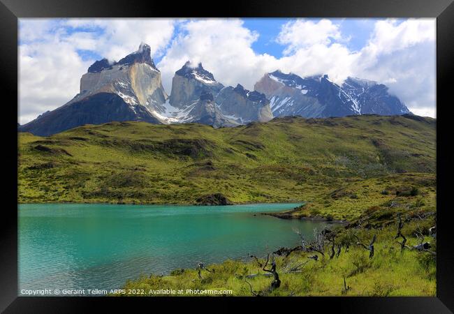 Torres and Cuernos, Torres del Paine, Patagonia, Chile, S. America Framed Print by Geraint Tellem ARPS