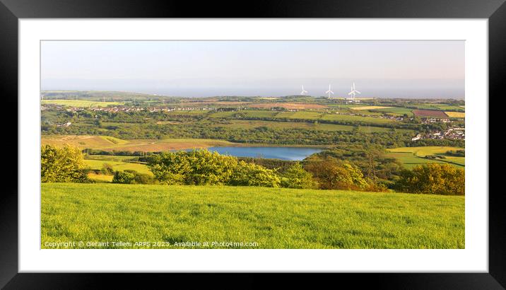 Looking towards Cefn Cribwr from Aberbaiden Mountain, Bridgend, South Wales, UK Framed Mounted Print by Geraint Tellem ARPS