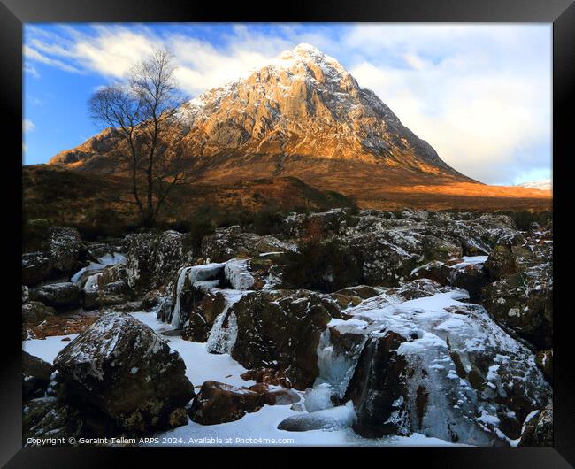 Buachaille Etive Mor in winter, Rannoch Moor, Highland, Scotland, UK Framed Print by Geraint Tellem ARPS