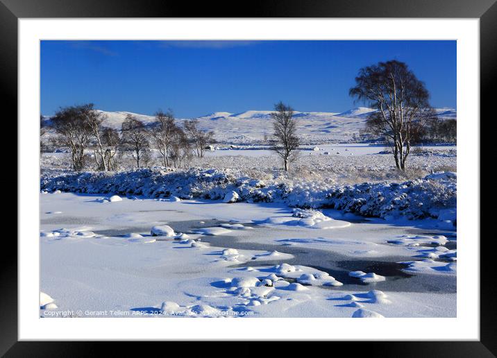 Rannoch Moor in winter snow, Highland, Scotland, UK Framed Mounted Print by Geraint Tellem ARPS