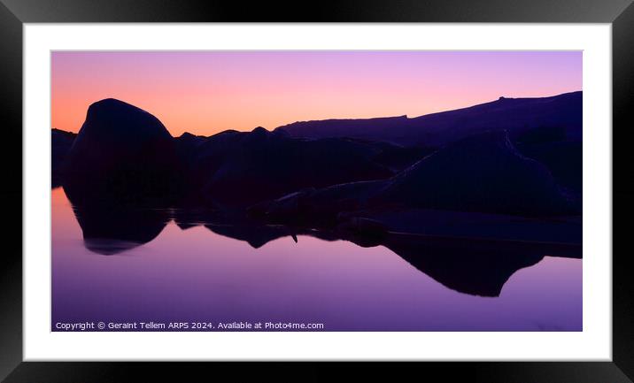 Jokulsarlon Glacier Lagoon, southern Iceland at dusk Framed Mounted Print by Geraint Tellem ARPS