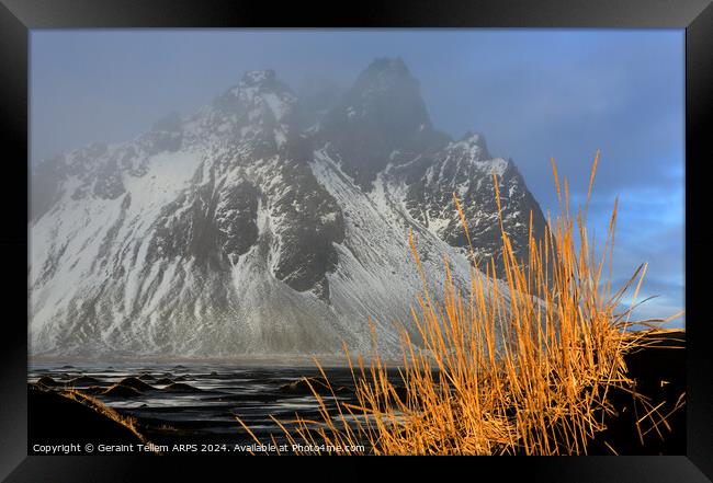 Vestrahorn mountain near Hofn, South East Iceland Framed Print by Geraint Tellem ARPS