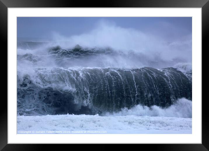 Storm waves, Black Sand Beach, near Vik, southern Iceland Framed Mounted Print by Geraint Tellem ARPS