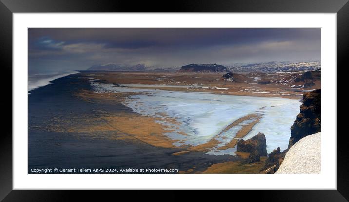 Black sand beach from Reynisfjara, southern Iceland Framed Mounted Print by Geraint Tellem ARPS
