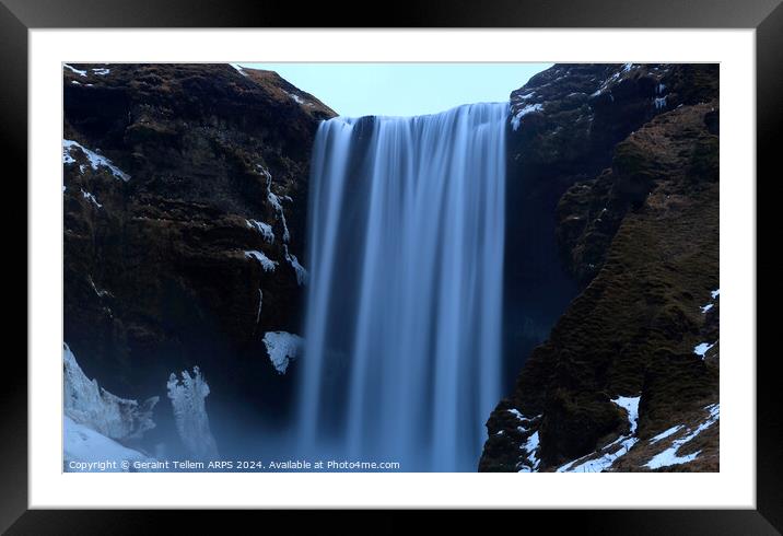 Skogafoss waterfall, near Vik, southern Iceland Framed Mounted Print by Geraint Tellem ARPS