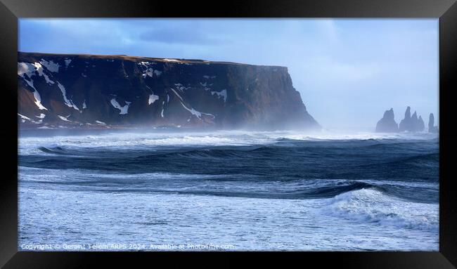 Surf at Reynisfjara Black Sand Beach, southern Iceland Framed Print by Geraint Tellem ARPS