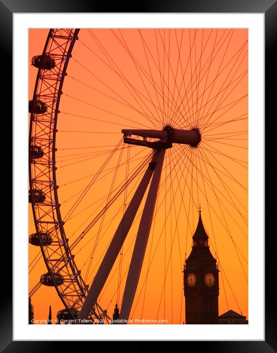 London Eye and The Elizabeth Tower, Houses of Parliament, London, England, UK Framed Mounted Print by Geraint Tellem ARPS