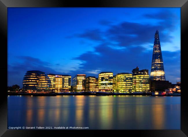 The Shard and City Hall at dusk from the Tower of London promenade Framed Print by Geraint Tellem ARPS