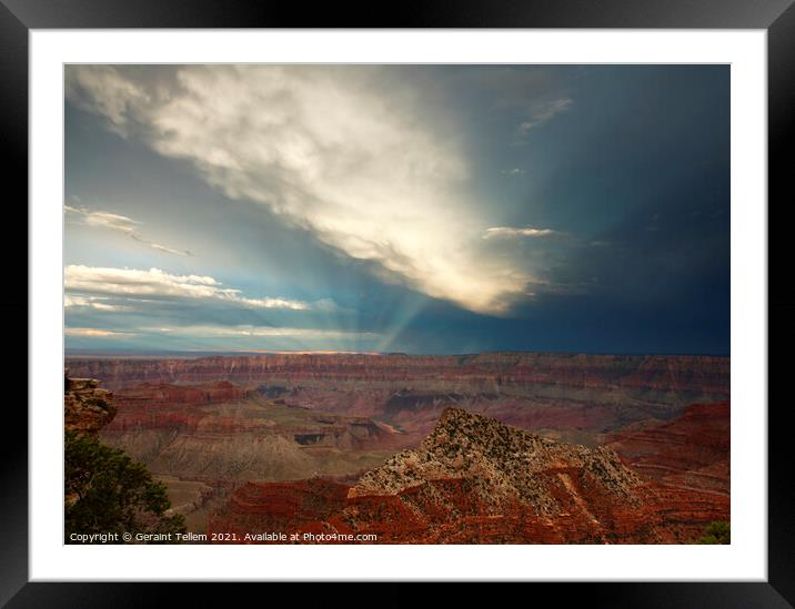 Storm clouds over Grand Canyon from Cape Royal, North Rim, Arizona, USA Framed Mounted Print by Geraint Tellem ARPS