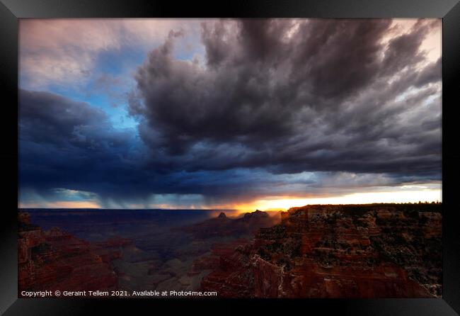 Thunderstorms at sunset over south rim, from Cape  Framed Print by Geraint Tellem ARPS