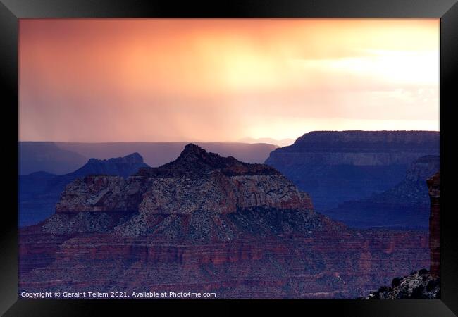 Evening light over Grand Canyon from Cape Royal, north rim, Arizona, USA Framed Print by Geraint Tellem ARPS