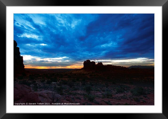 Dawn over Arches National Park from near Balanced Rock, Utah, USA Framed Mounted Print by Geraint Tellem ARPS