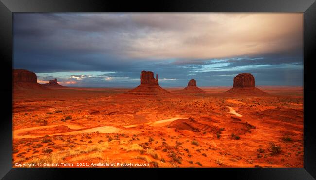Evening light over Monument Valley, Navajo Tribal Park, USA Framed Print by Geraint Tellem ARPS