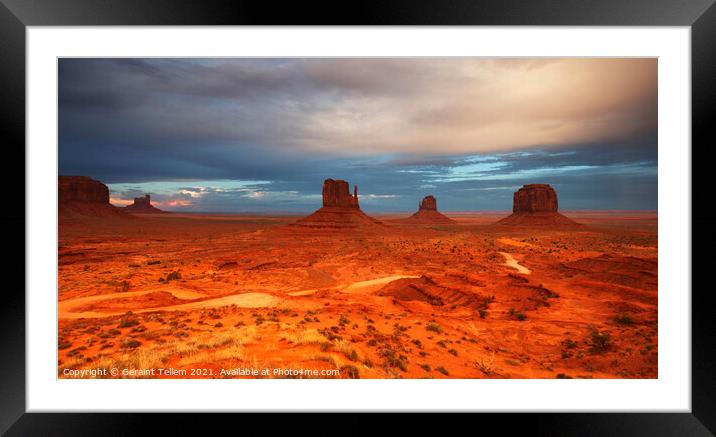 Evening light over Monument Valley, Navajo Tribal Park, USA Framed Mounted Print by Geraint Tellem ARPS