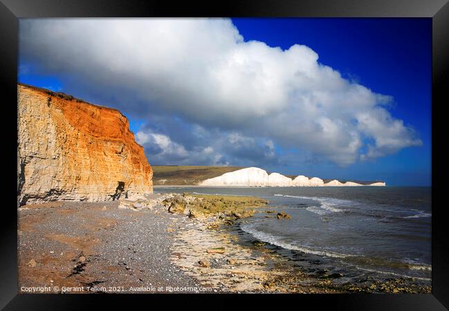 Seven Sisters from Cuckmere Haven, East Sussex Framed Print by Geraint Tellem ARPS