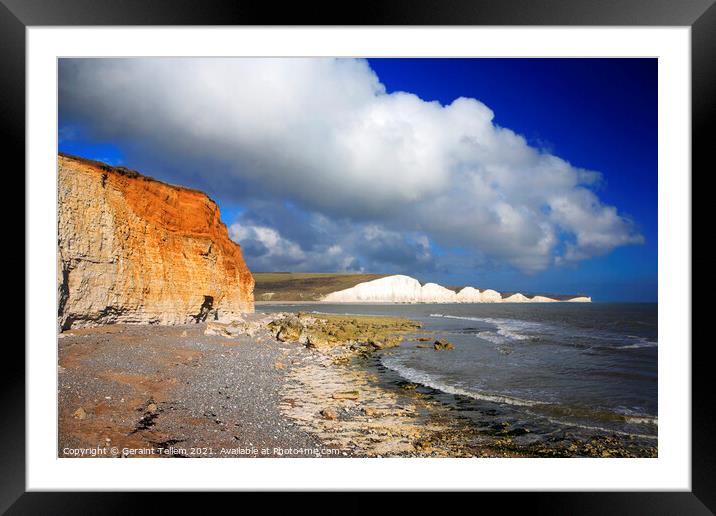 Seven Sisters from Cuckmere Haven, East Sussex Framed Mounted Print by Geraint Tellem ARPS