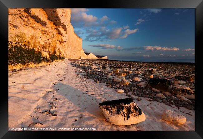 Late afternoon light, The Seven Sisters and Birling Gap, East Sussex, England, UK Framed Print by Geraint Tellem ARPS