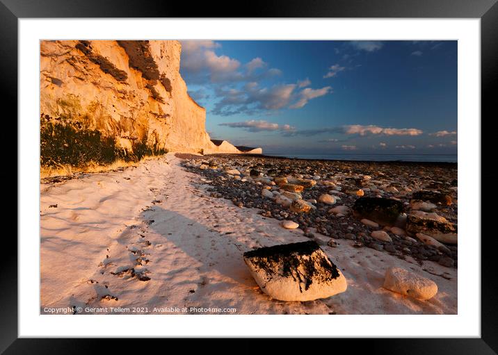 Late afternoon light, The Seven Sisters and Birling Gap, East Sussex, England, UK Framed Mounted Print by Geraint Tellem ARPS