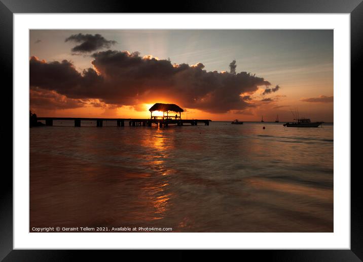 Pigeon Point at sunset, Tobago, Caribbean Framed Mounted Print by Geraint Tellem ARPS