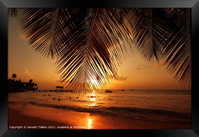 Sunset, Pigeon Point, Tobago, Caribbean Framed Print by Geraint Tellem ARPS