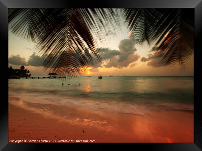 Sunset at Pigeon Point, Tobago, Caribbean Framed Print by Geraint Tellem ARPS
