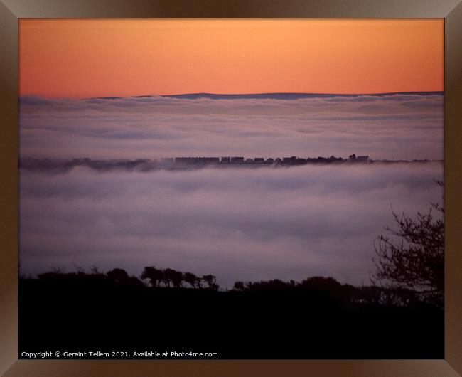 Cefn Cribwr in mist, Bridgend, South Wales, UK Framed Print by Geraint Tellem ARPS