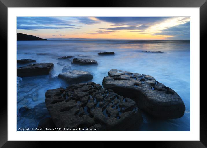 Sunset over Dunraven Bay, Southerndown, South Wales, UK Framed Mounted Print by Geraint Tellem ARPS
