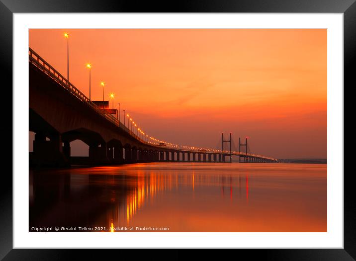 Prince of Wales Bridge and Welsh Coast from Severn Beach, South Gloucestershire, England, UK Framed Mounted Print by Geraint Tellem ARPS