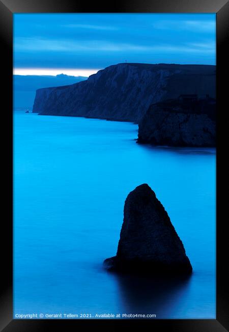 Freshwater Bay and Tennyson Down at dusk, Isle of Wight, UK Framed Print by Geraint Tellem ARPS