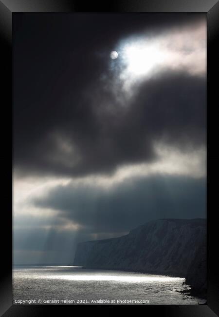 Storm clouds over Tennyson Down, Isle of Wight, UK Framed Print by Geraint Tellem ARPS