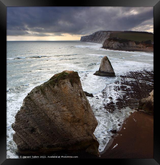 Freshwater Bay and Tennyson Down, Isle of Wight, UK Framed Print by Geraint Tellem ARPS