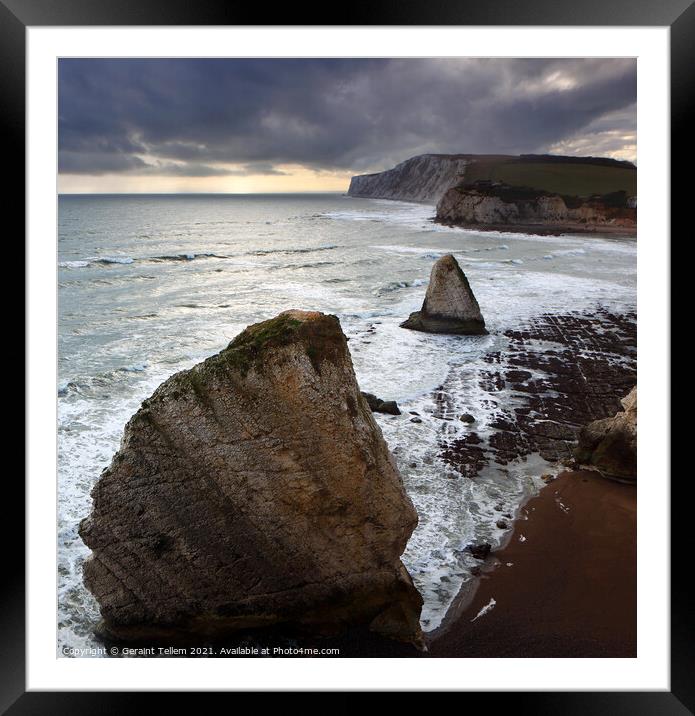Freshwater Bay and Tennyson Down, Isle of Wight, UK Framed Mounted Print by Geraint Tellem ARPS