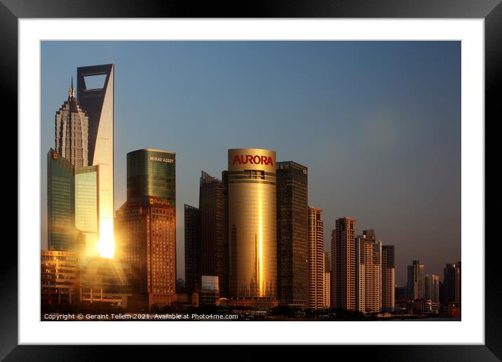 Business district, Shanghai, China Framed Mounted Print by Geraint Tellem ARPS