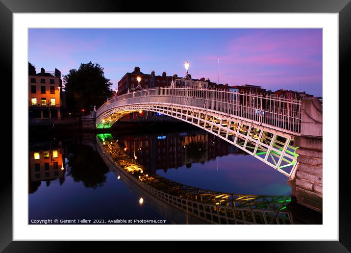Ha'Penny Bridge and River Liffey, Dublin, Ireland Framed Mounted Print by Geraint Tellem ARPS