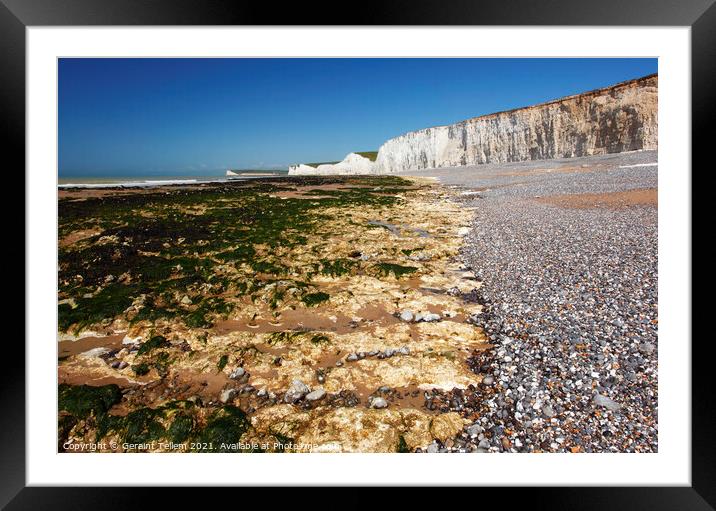 Seven Sisters from the beach at Birling Gap, East Sussex, England, UK Framed Mounted Print by Geraint Tellem ARPS