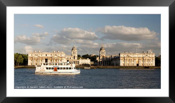 Royal Naval College Greenwich from Island Gardens, East London Framed Mounted Print by Geraint Tellem ARPS