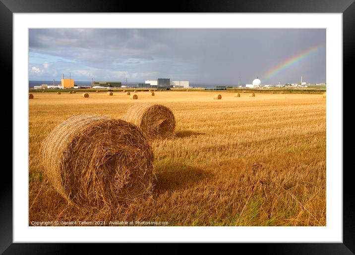 Hay Bales and Douneray Nuclear Power Station, Caithness, Scotland Framed Mounted Print by Geraint Tellem ARPS