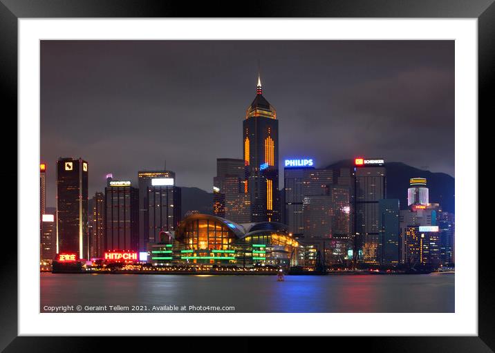 Hong Kong Island, Victoria Harbour waterfront including Hong Kong Convention Centre Framed Mounted Print by Geraint Tellem ARPS