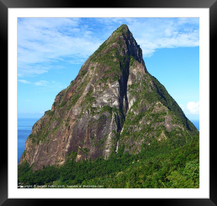 Petit Piton from the Ladera Resort, near Soufriere, St Lucia, Caribbean Framed Mounted Print by Geraint Tellem ARPS
