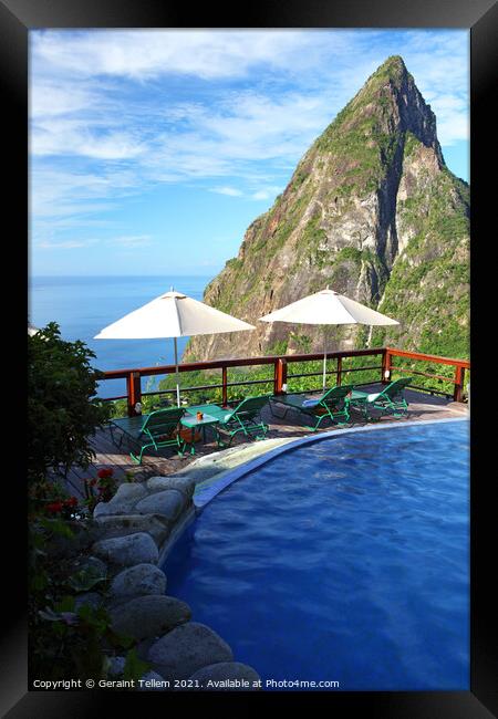 The Ladera Resort and Petit Piton, St Lucia, Caribbean Framed Print by Geraint Tellem ARPS