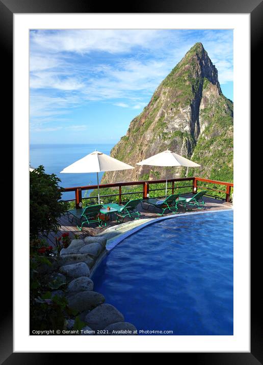 The Ladera Resort and Petit Piton, St Lucia, Caribbean Framed Mounted Print by Geraint Tellem ARPS