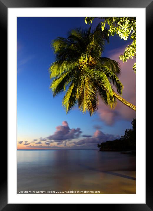Twilight, Almond Morgan Bay, St Lucia, Caribbean Framed Mounted Print by Geraint Tellem ARPS