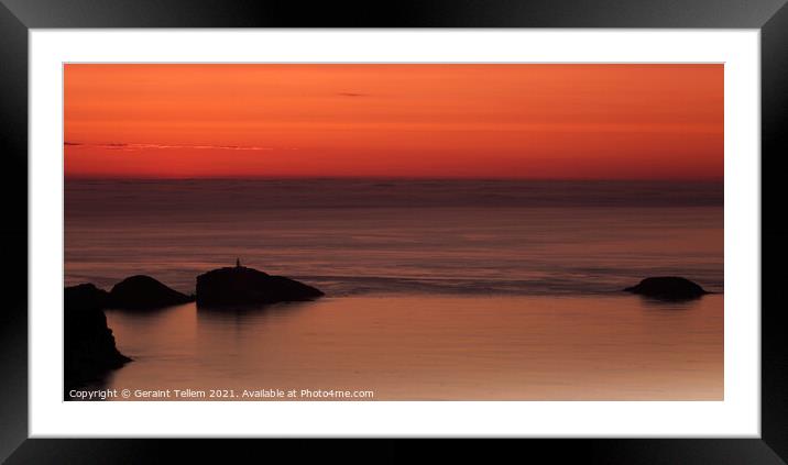 Muckle Flugga island at sunset, Unst, Shetland, Scotland Framed Mounted Print by Geraint Tellem ARPS