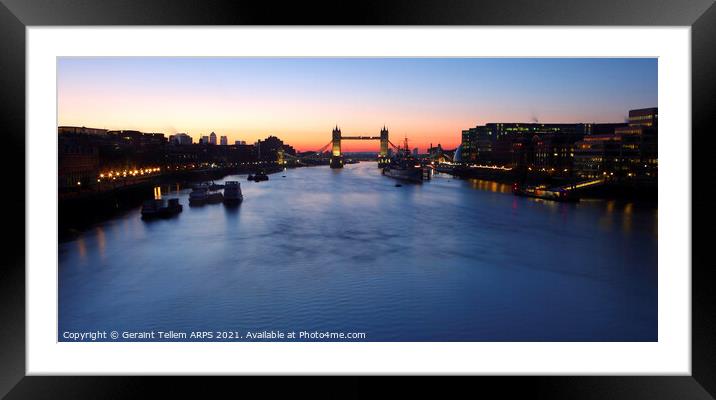 Tower Bridge and River Thames at dawn, London, UK Framed Mounted Print by Geraint Tellem ARPS